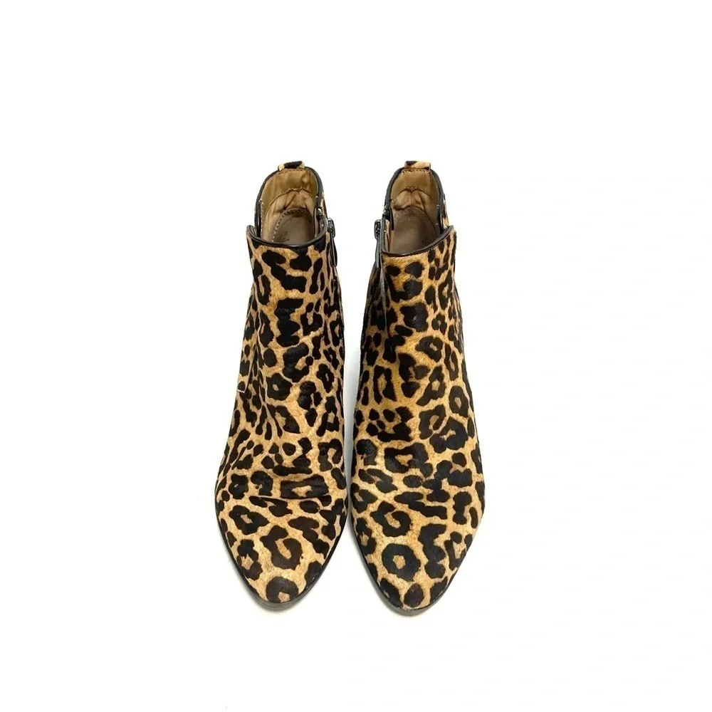 Vintage Y2K leopard print pony hair zip up ankle booties